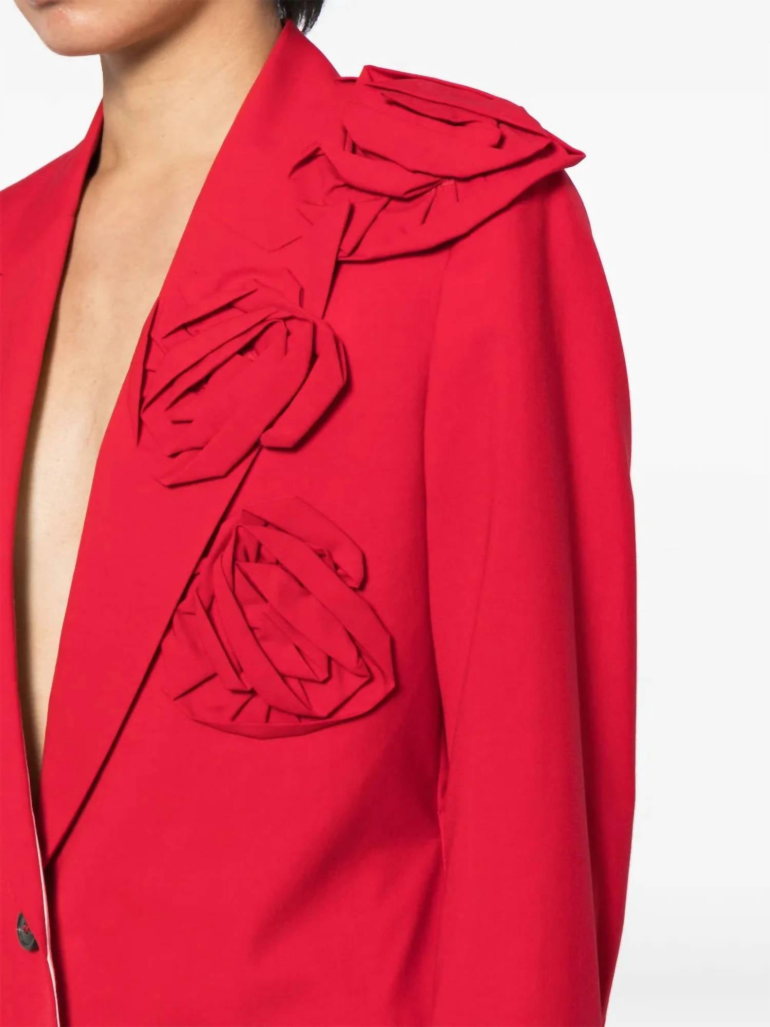 Valentino - Floral Appliqué V-neck Blazer