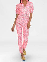 GRETCHEN SCOTT Gripeless Pull On Pants in ring toss melon - women's pants - view 4