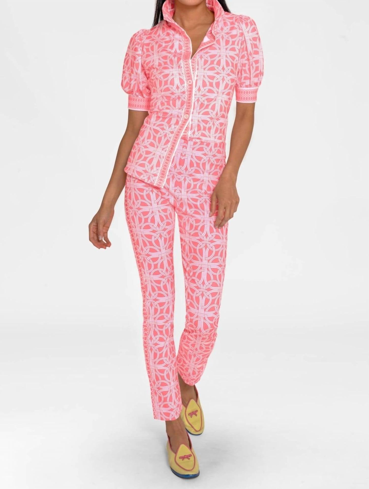 GRETCHEN SCOTT Gripeless Pull On Pants in ring toss melon - women's pants - view 4