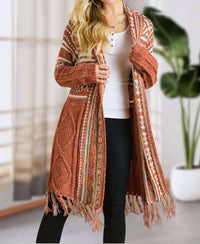 Adora - Maya Fringe Hem Aztec Cardigan