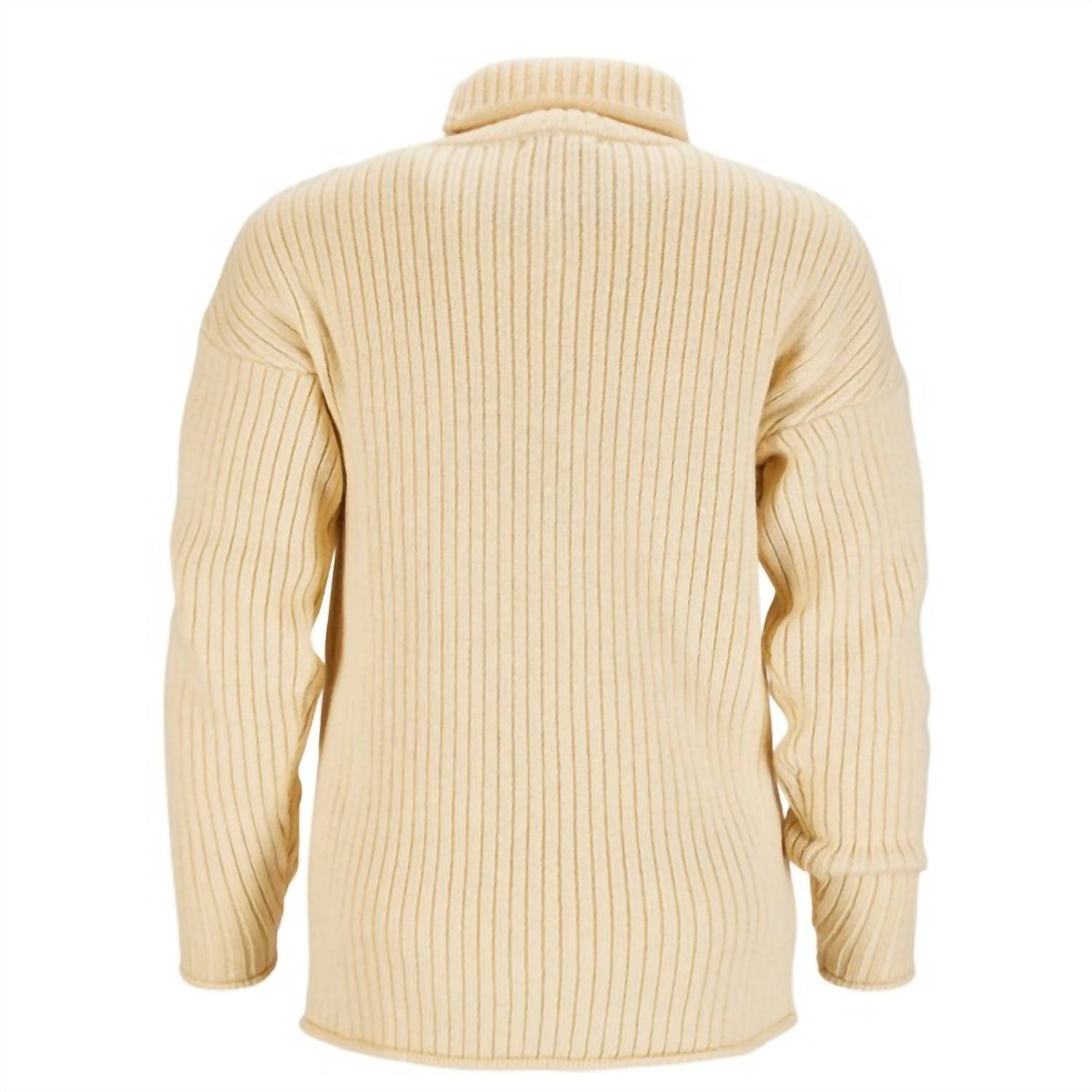 AMUNDSEN Men's Ski Turtleneck Top in cream navy - men's sweater - view 4