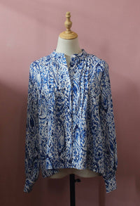 CHOKLATE PARIS Women's Tide Théa Printed Blouse in blue - women's blouse