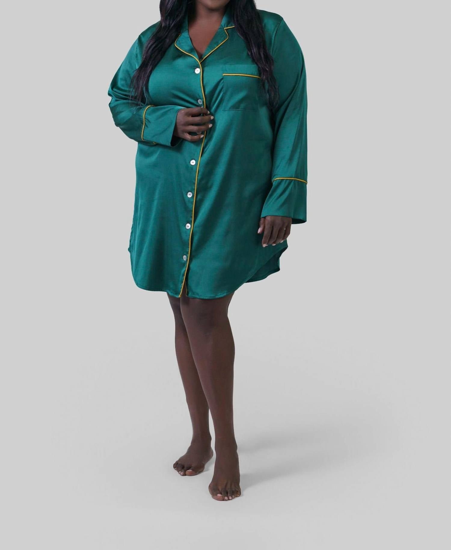 Kilo Brava - Satin Button Down Sleepshirt - Plus
