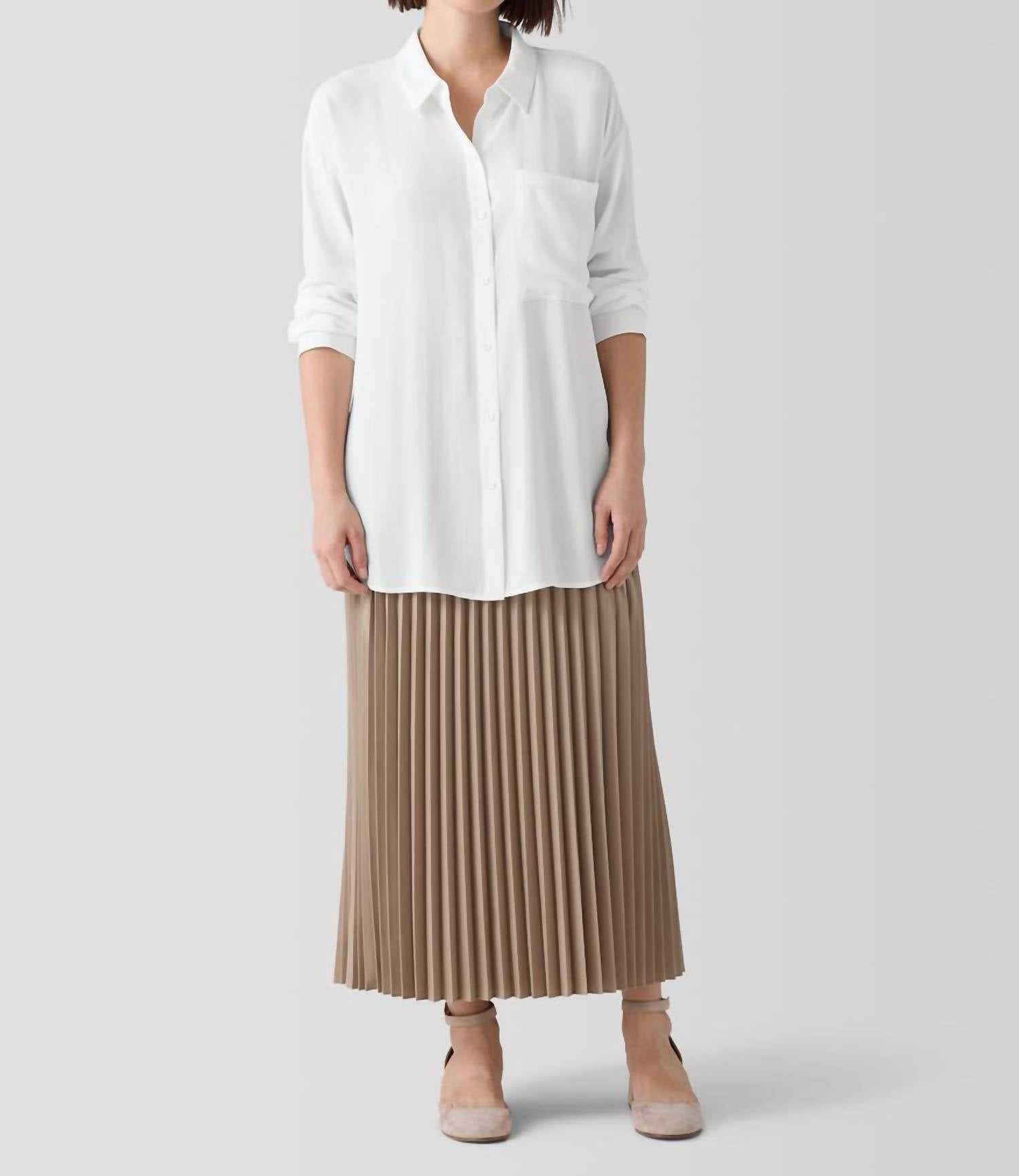Eileen Fisher - Woven Wool Silk A-line Skirt