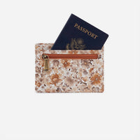 HOBO Women's Euro Slide Metallic Printed Card Case in sepia bloom - women's bag - detail view