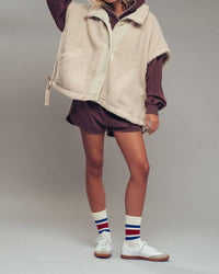Urban Daizy - Women's Oversized Sherpa Fleece Boho Western Layering Vest