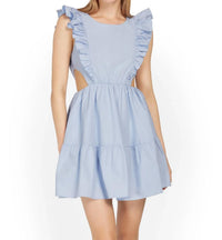 In The Beginning - Ruffle Mini Dress with Cut Out Details