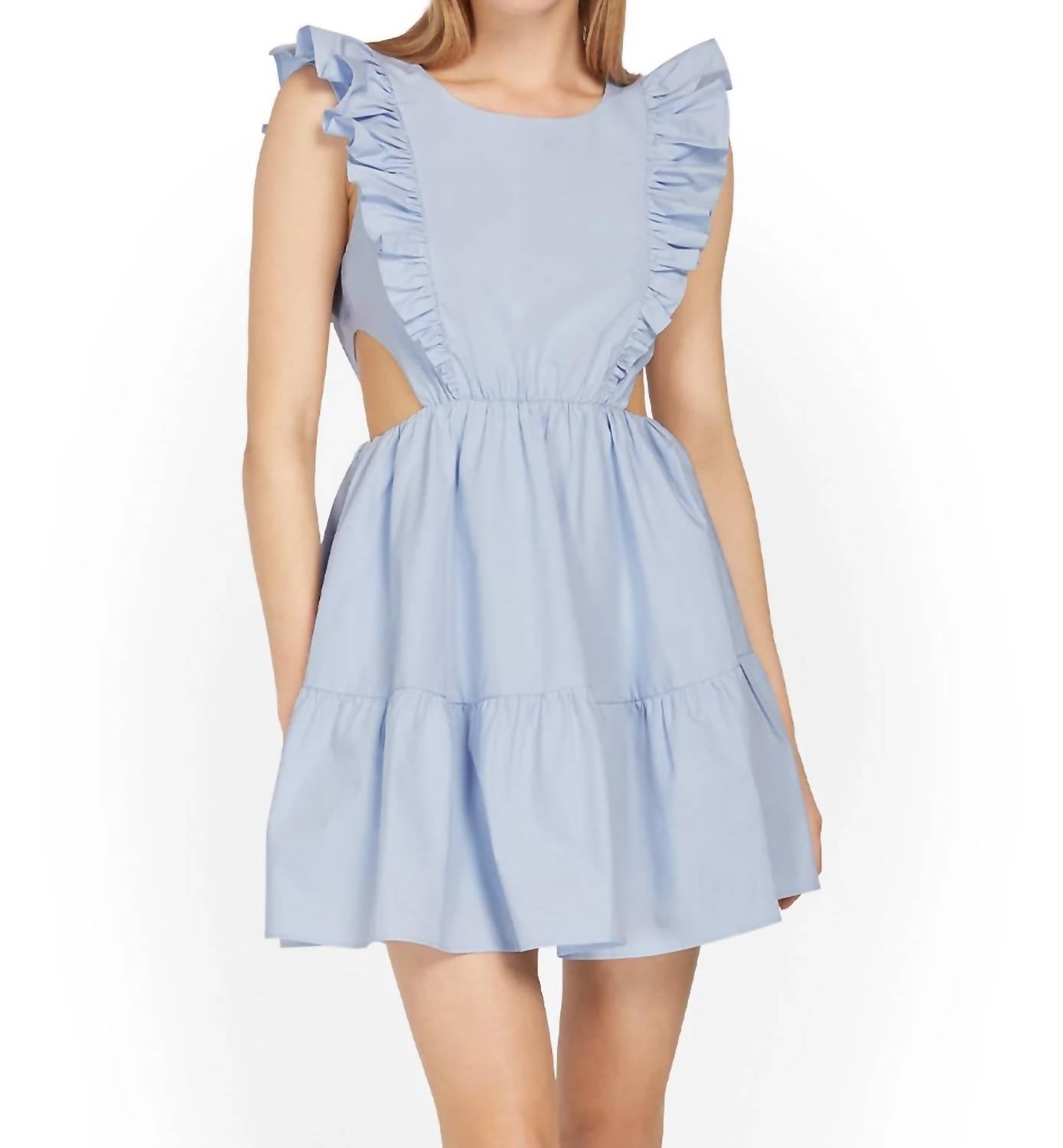 In The Beginning - Ruffle Mini Dress with Cut Out Details