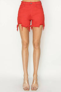 Risen - High Rise Distressed Detail Shorts