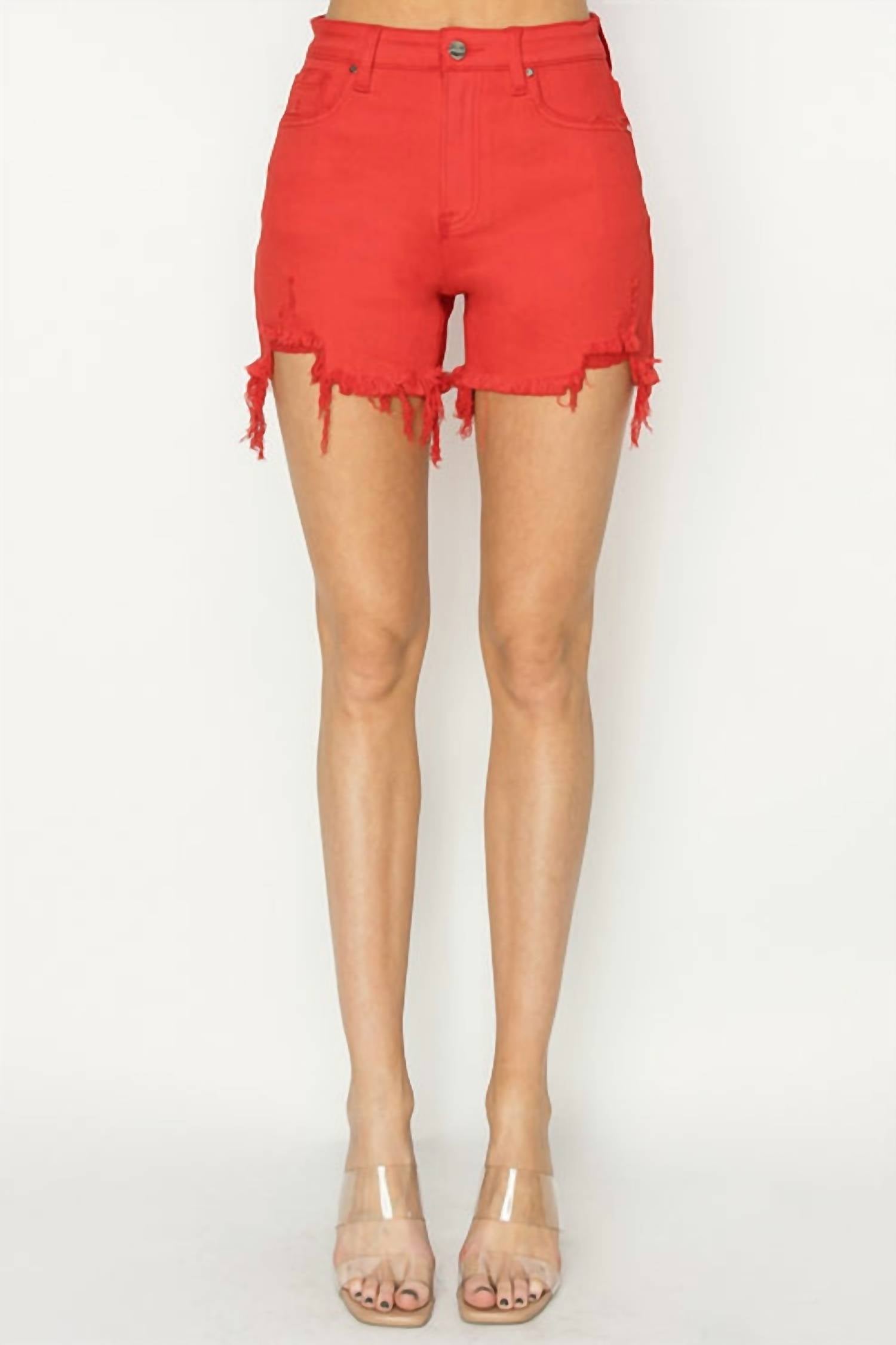 Risen - High Rise Distressed Detail Shorts