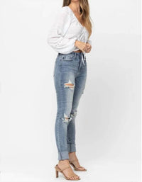 Judy Blue - Women's Susannah High Waist Tall Heavy Destroyed Skinny Jeans