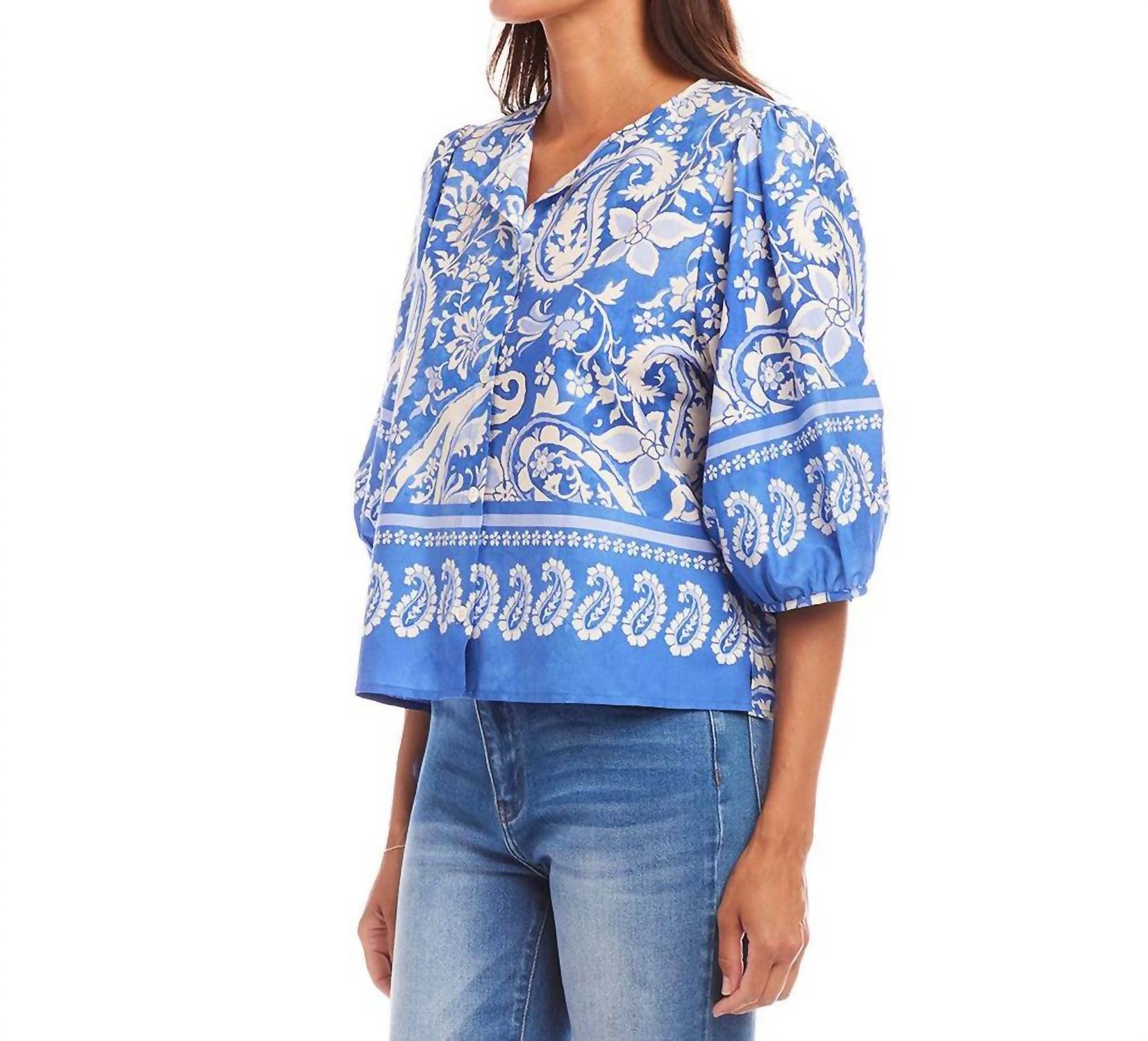 Karen Kane - Puff Sleeve Button-Front Shirt