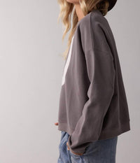WISHLIST Horseshoe Crewneck Sweatshirt in charcoal - women's top - detail view