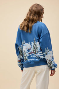 Daydreamer - Alpine Ski Scene Oversized Crew Sweatshirt