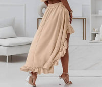 Doublju - Tessa Off The Shoulder Cropped Hi Low Ruffled Two Piece Skirt Set
