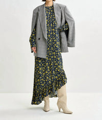 ESSENTIEL ANTWERP Igraine Ruffle Midi Dress in dark navy - women's dress - view 5
