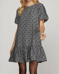 She + Sky - Flocked Bow Mini Dress