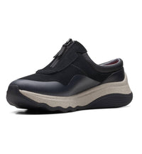 Clarks Women's Jaunt Way Clog in black suede - women's shoe - detail view