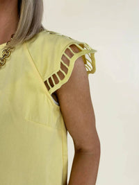 &Merci - Zuri Embroidered Cut-Out Sleeve Top