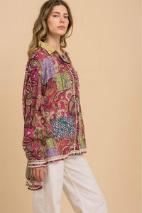 Blue Velvet - Printed Patchwork Shirt