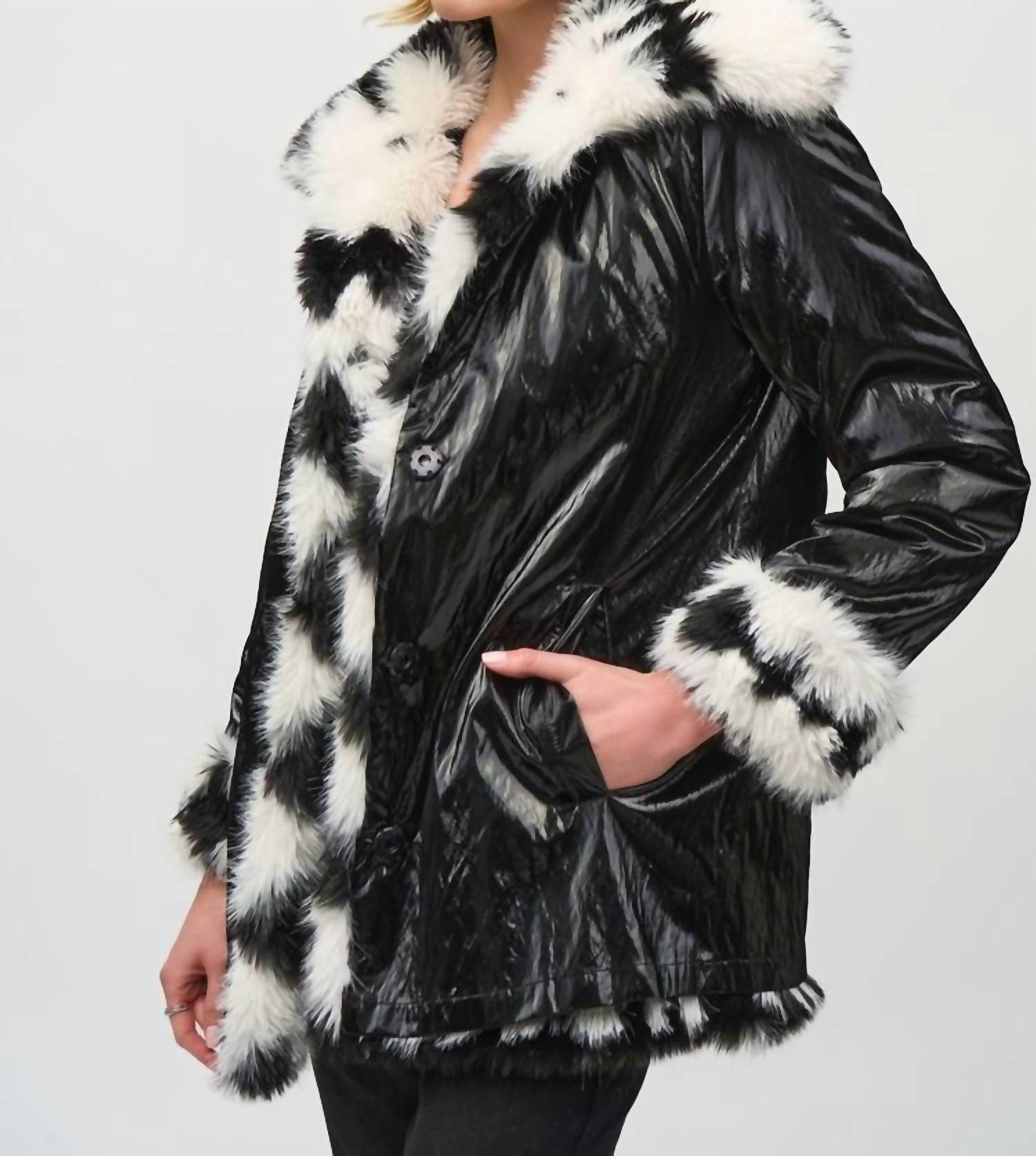 Joseph Ribkoff - Reversible Faux Fur Coat
