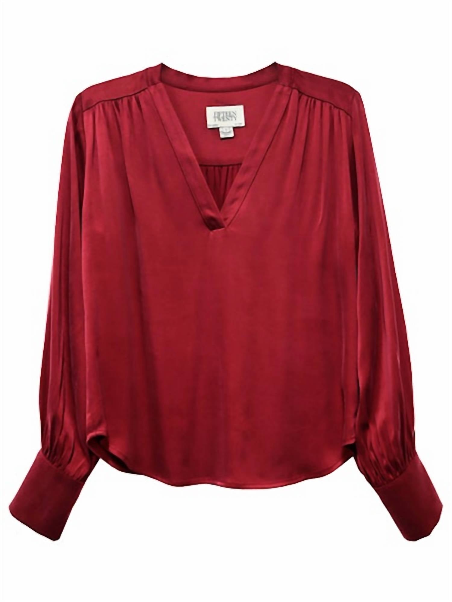 Fifteen Twenty Trista V-neck Blouse in brick 1 - women's blouse - detail view