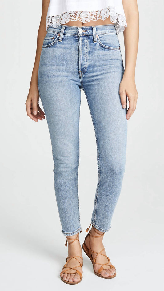 Re/Done - High Rise Ankle Crop Jeans