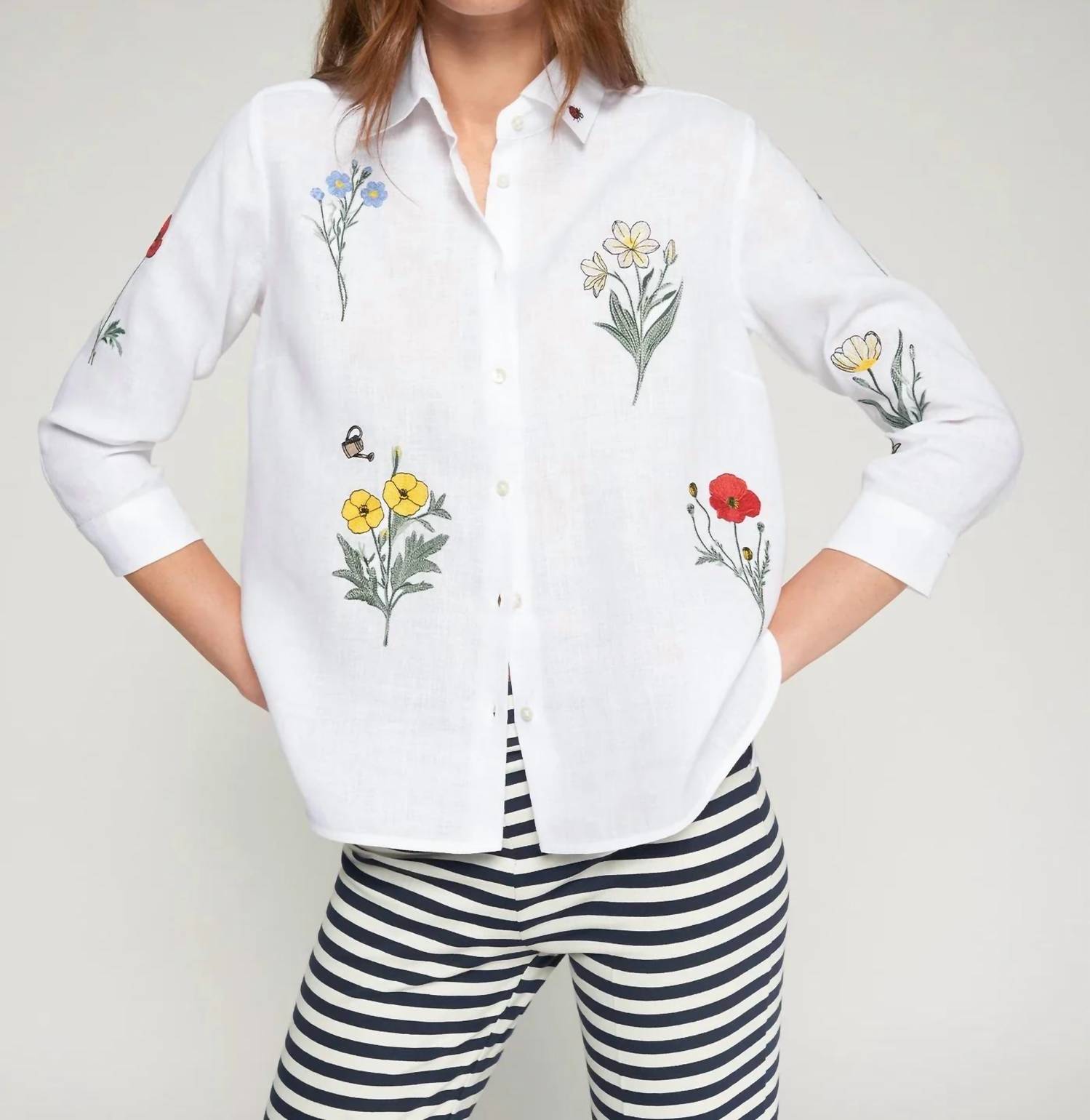 Vilagallo - Embroidered Flowers Shirt