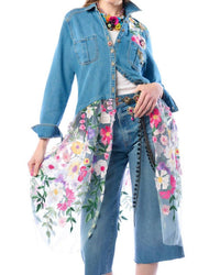 Aratta Celine Button Down Floral Shirt Dress in denim blue - women's shirt - view 8