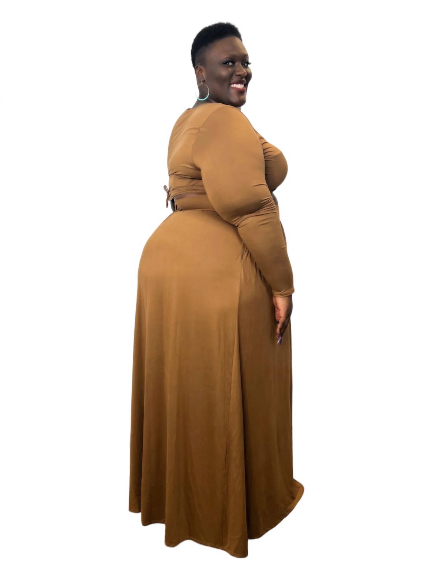 Curve Market - Two Piece Maxi Skirt Set - PLUS