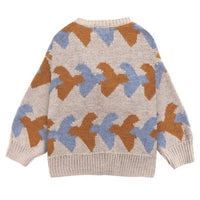 BOBO CHOSES Kid's Birds All Over Knitted Jumper in sand - item - detail view