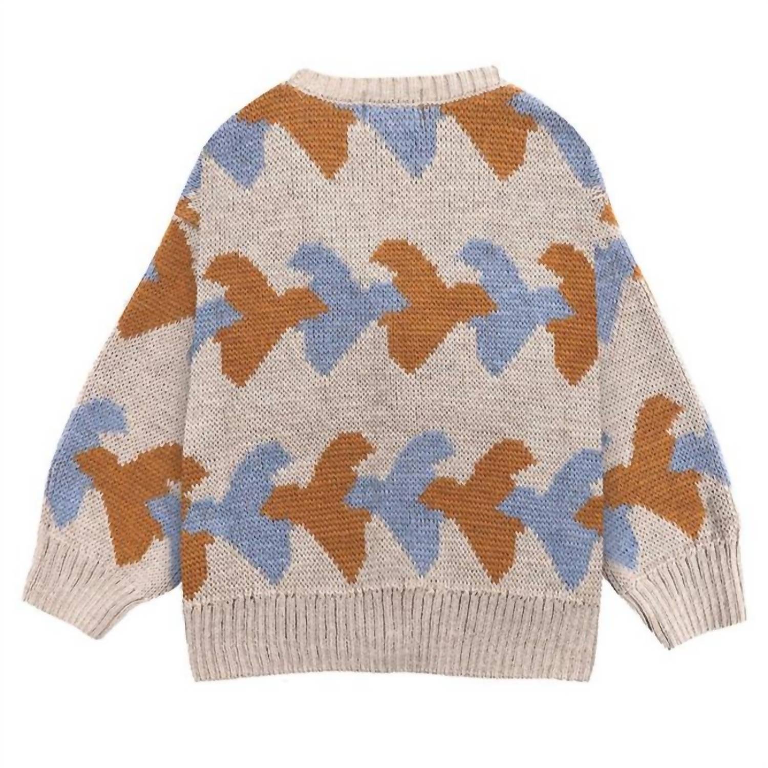 BOBO CHOSES Kid's Birds All Over Knitted Jumper in sand - item - detail view