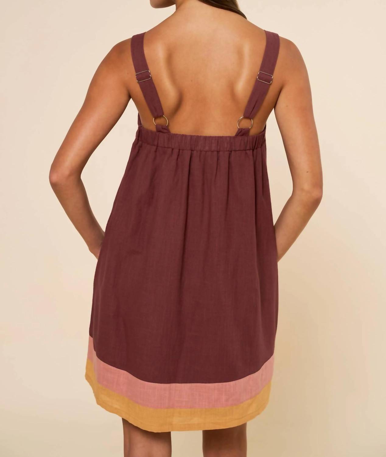 Lalavon - Color Block Sleeveless Mini Dress