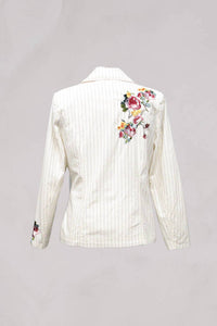 Paparazzi - Woven Yarn Dyed Embroided Pin Stripe Blazer