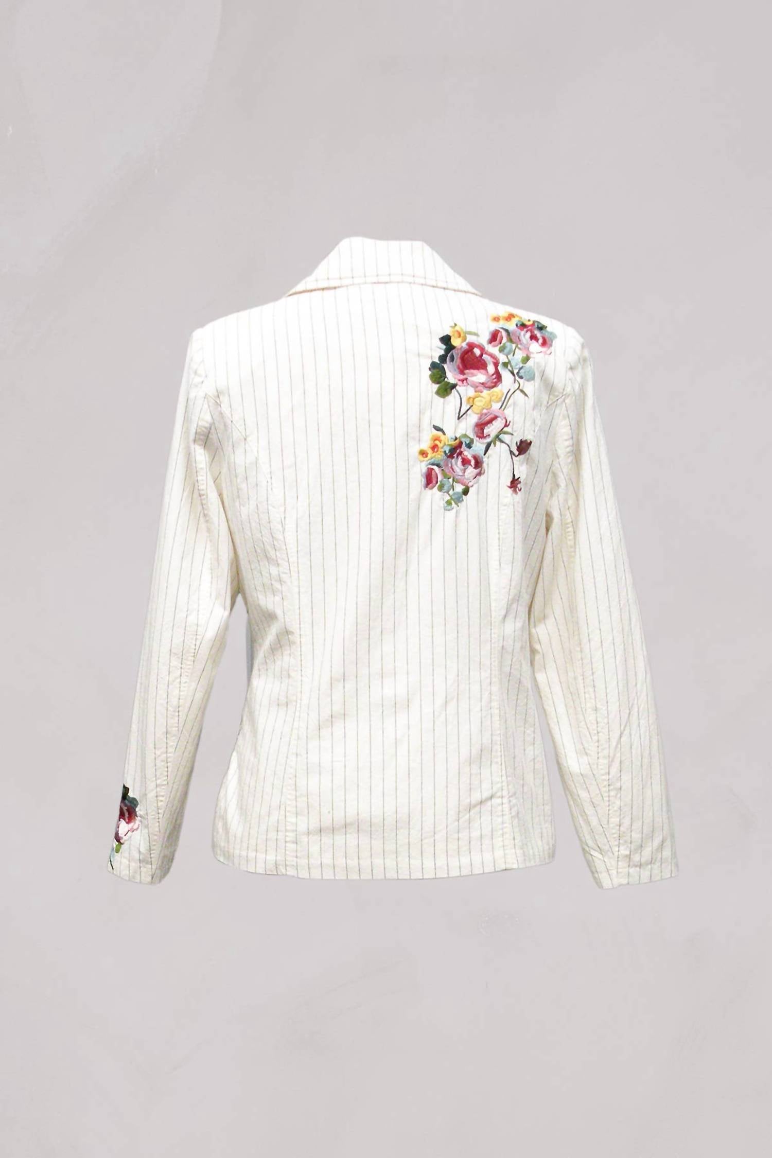 Paparazzi - Woven Yarn Dyed Embroided Pin Stripe Blazer