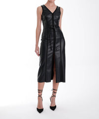 Karina Grimaldi - Mona Vegan Leather Midi Dress