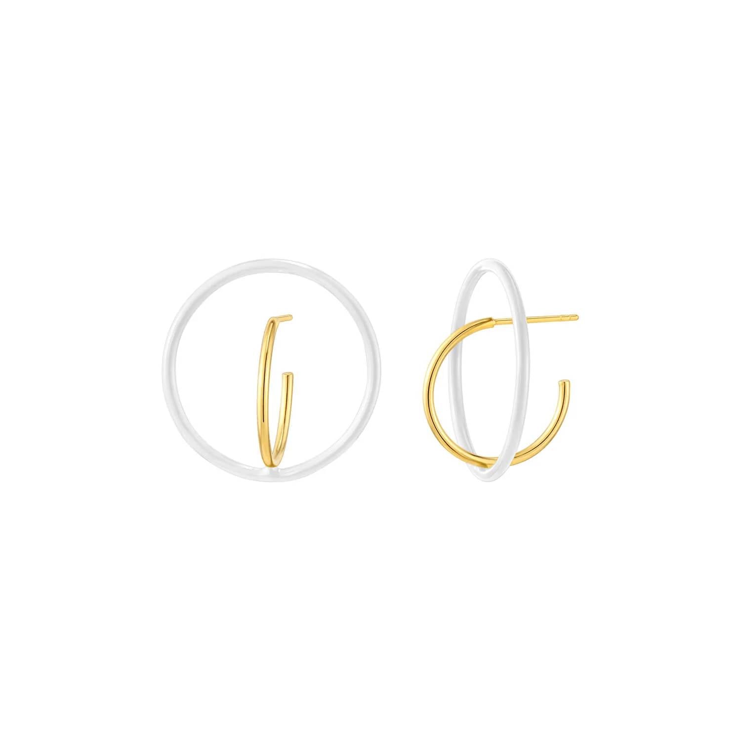 Gold & Honey - Women's Floating Enamel Hoop Earrings