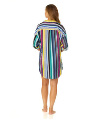 Anne Cole Women's Barcode Stripe Button Down Shirt Swimsuit Cover Up in multi - women's swimwear - view 5