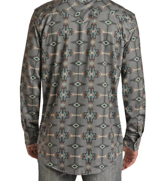 Rock & Roll Denim - Brushed Knit Aztec Button Down Shirt