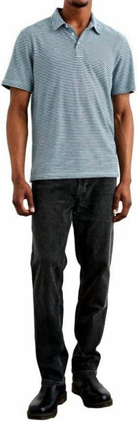 Rails Napoli Polo Shirt in cerulean sky stripe - men's shirt - alternate view
