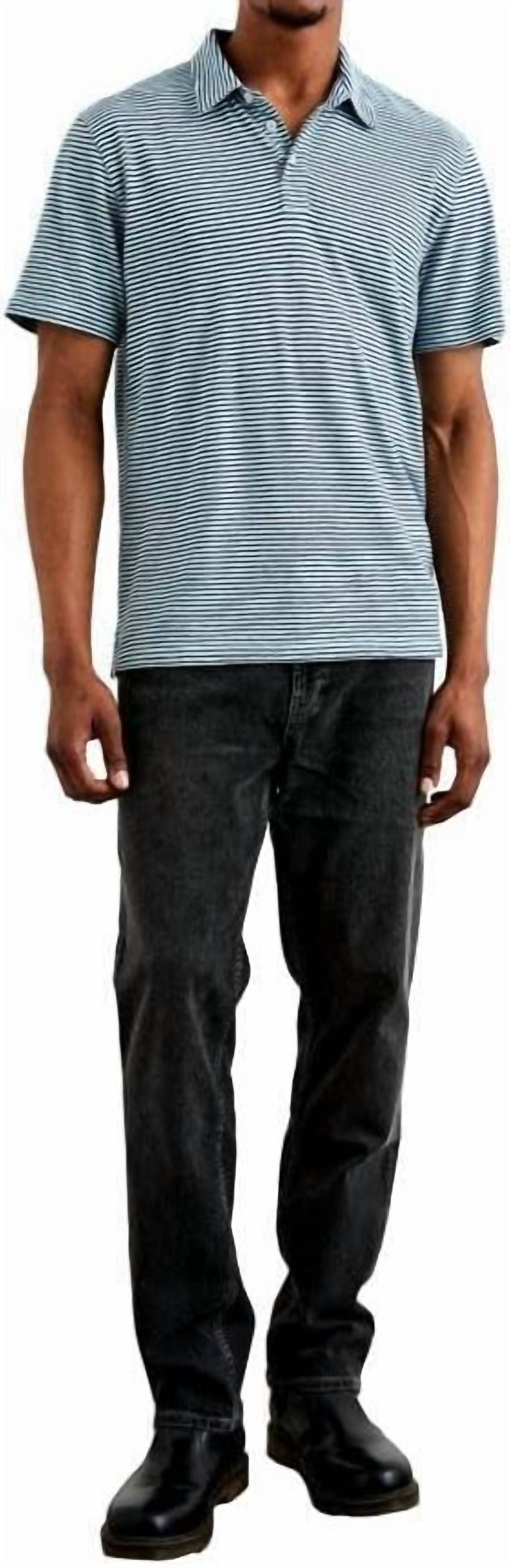 Rails Napoli Polo Shirt in cerulean sky stripe - men's shirt - alternate view