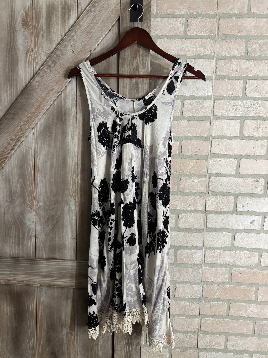 Chris & Carol - Women's Midnight Garden Crochet Trimmed Dress