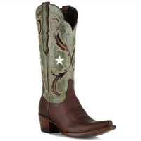Azulado Women's Bonnie Western Cowgirl Boots in green brown - women's shoe