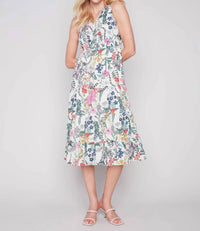 Charlie B - Printed Ruffle Neck Boho Midi Dress