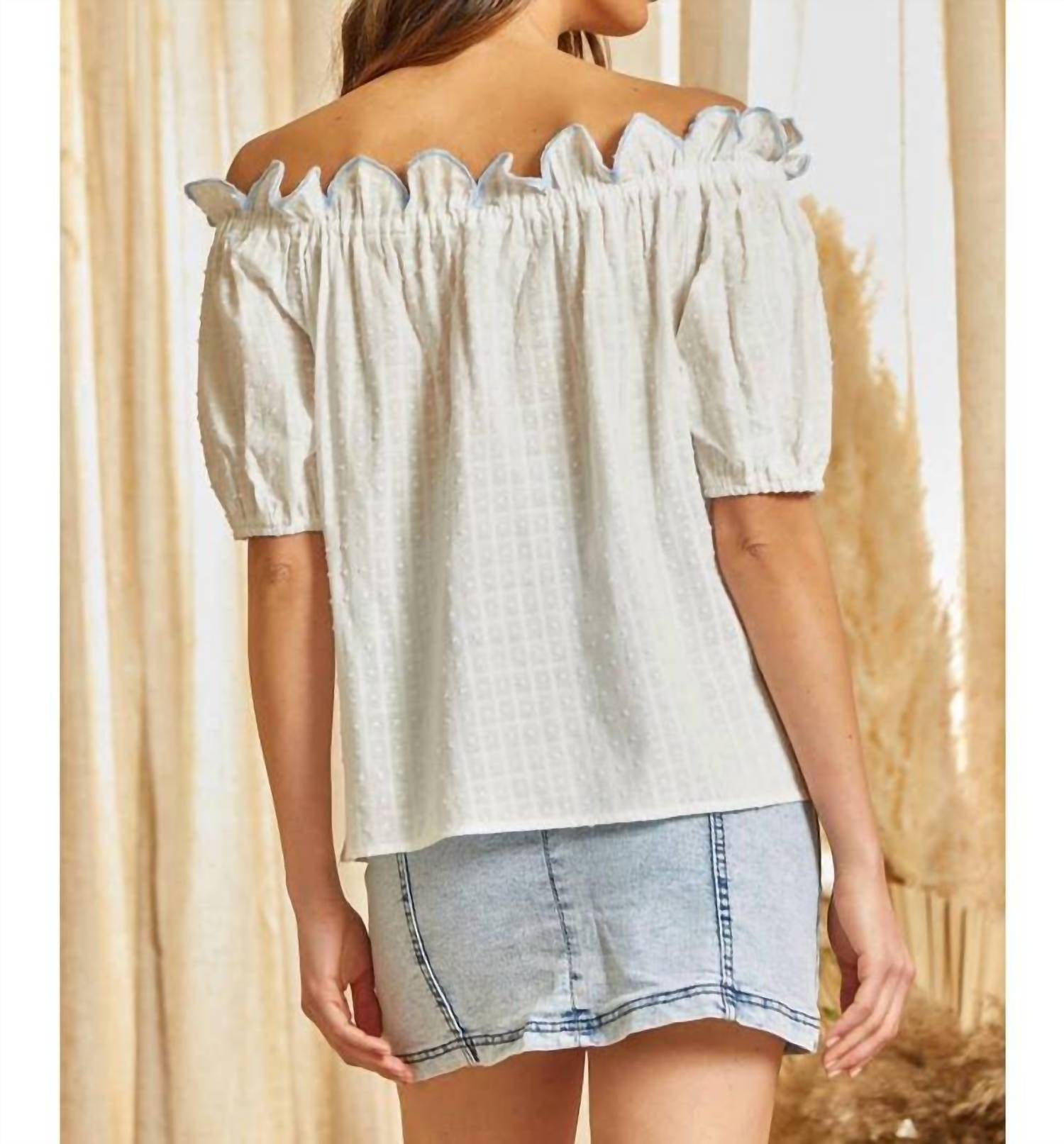 Andree By Unit - Floral Embroidered Off the Shoulder Blouse
