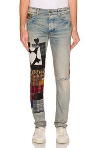 Amiri Art Patch Denim Jeans in clay indigo - men's jeans - detail view