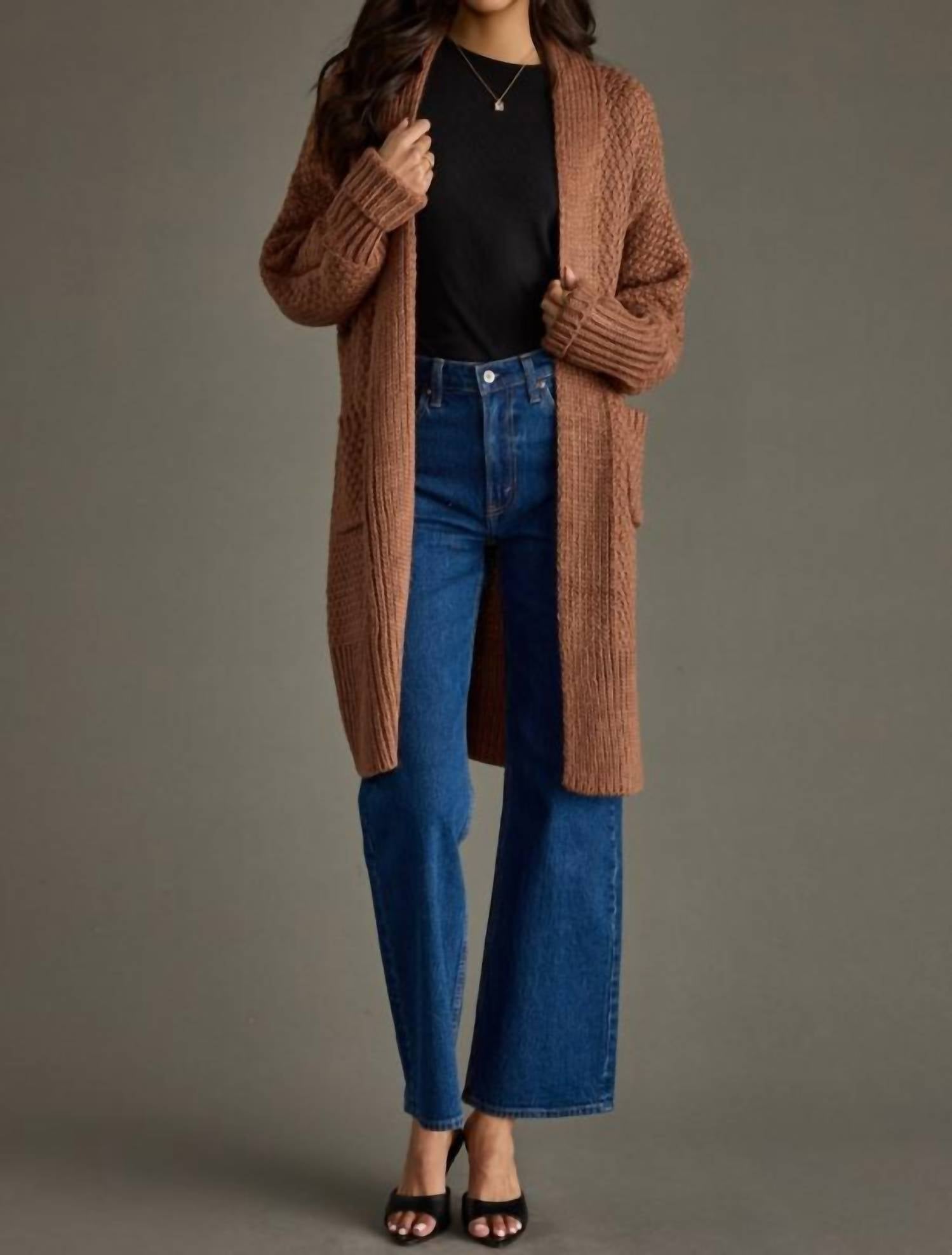 Panache Apparel Dale Knit Cardigan in brown - women's cardigan