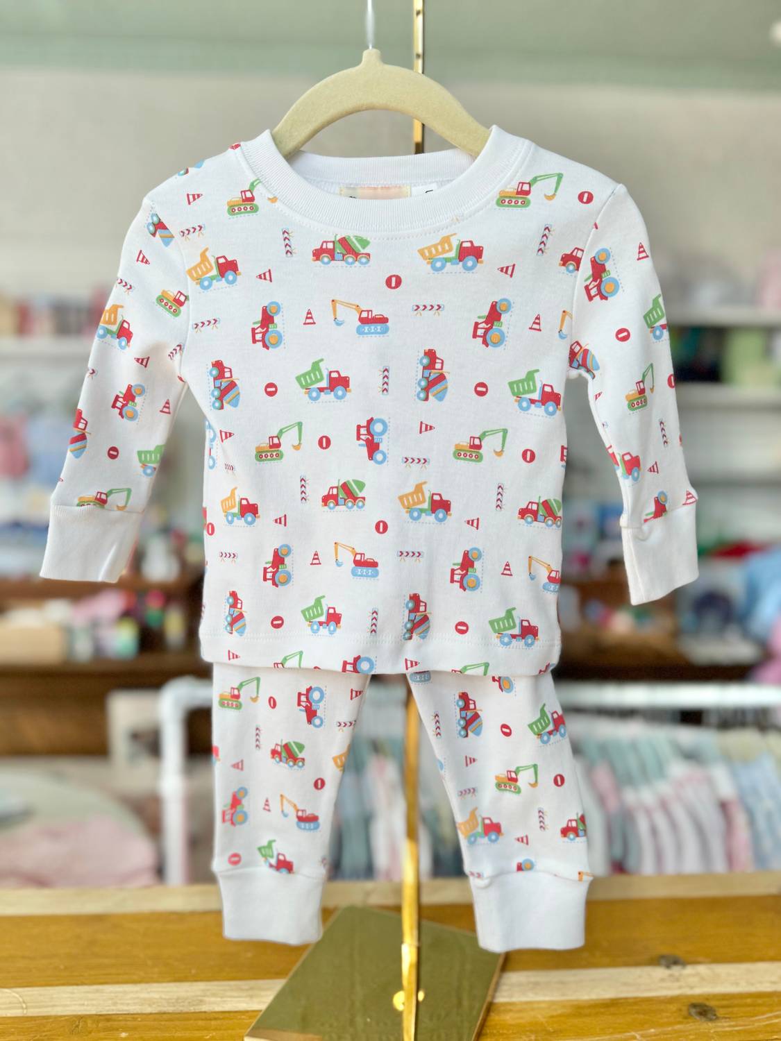 Luigi Kids Kids Construction Pajamas Set in white - kids' sleepwear