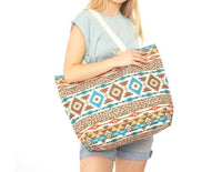 Judson & Co. - Leopard and Aztec Print Canvas Tote Bag