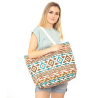 Judson & Co. - Leopard and Aztec Print Canvas Tote Bag